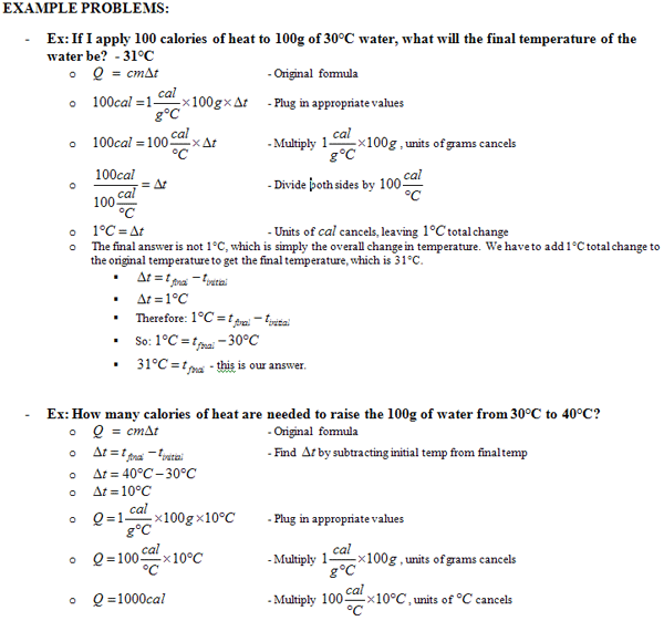 specific heat problems